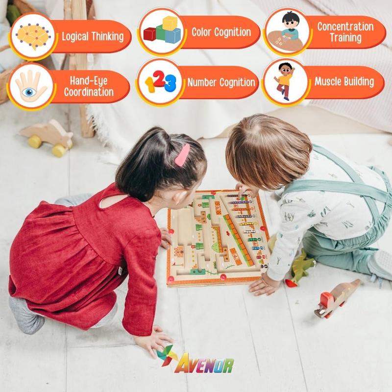 [Free Shipping] Wooden MagneticColor and Number Maze MontessoriAlphabet Matching and CountingPuzzle Board Leaning EducationalMath Toy Birthday Gift Montessori Toymagnetic boardgames magnetic color