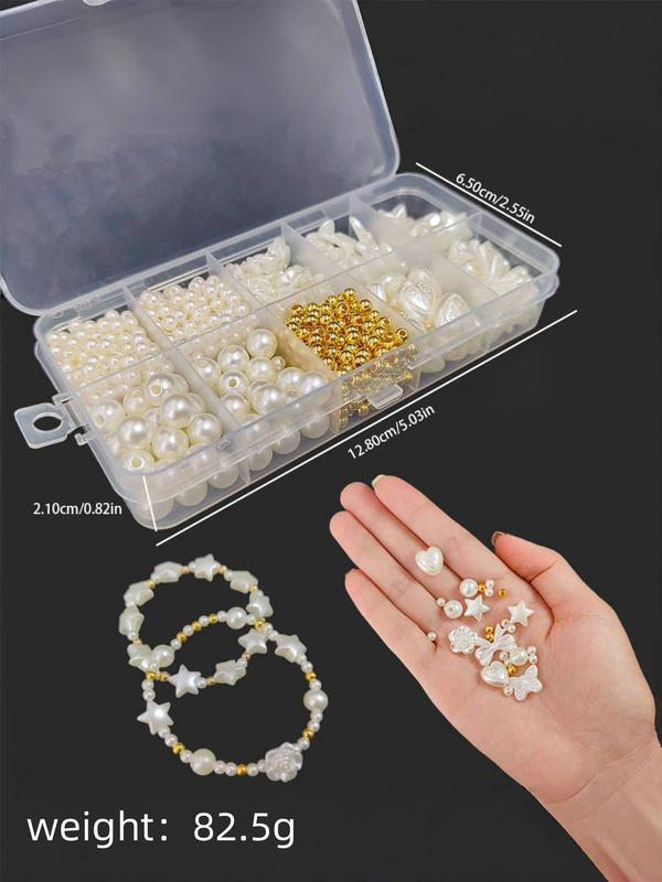 Faux Pearl & Bow & Flower & Star Shaped Beads Kit, DIY Jewelry Making Supplies for Bracelet Necklace Earrings, Jewelry Accessories for Women & Girls