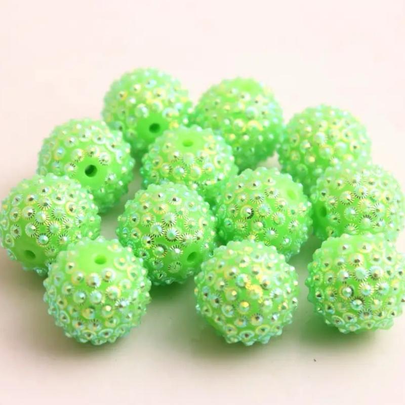 Neon Green 20mm Rhinestone Beads Set of 5