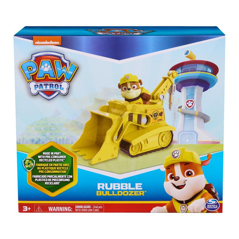 PAW Patrol, Rubble’s Bulldozer, Toy Vehicle with Collectible Action Figure, Sustainably Minded Kids Toys for Boys & Girls Ages 3 and Up