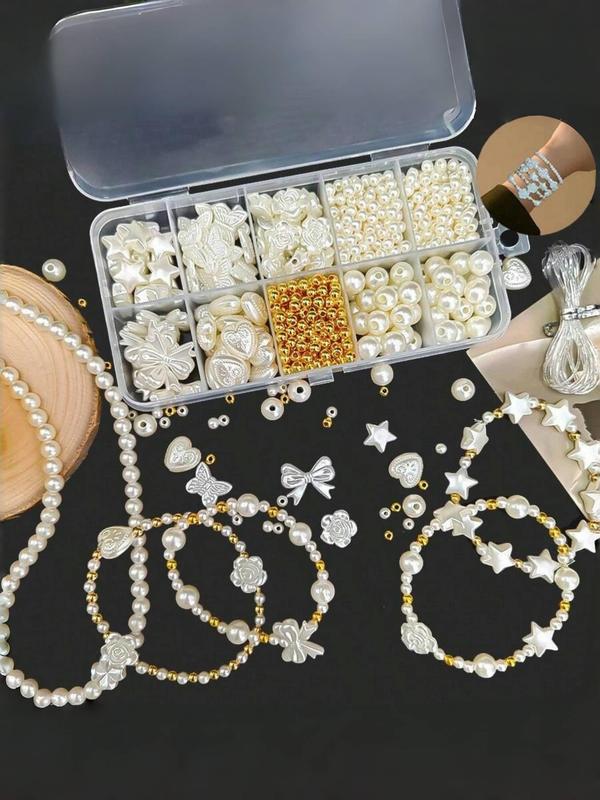 Faux Pearl & Bow & Flower & Star Shaped Beads Kit, DIY Jewelry Making Supplies for Bracelet Necklace Earrings, Jewelry Accessories for Women & Girls