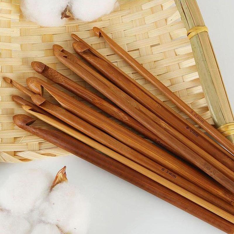 Bamboo Knitting Needles, 12pcs Household Crochet Hooks, Knitting Crafts Needle