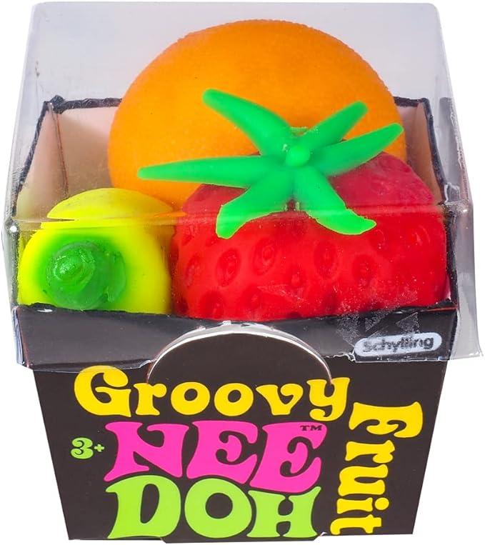 Schylling NeeDoh Groovy Fruit - Sensory Fidget Toy - Multiple Shapes - Ages 3 to Adult (Pack of 1) nee doh  gumdrop