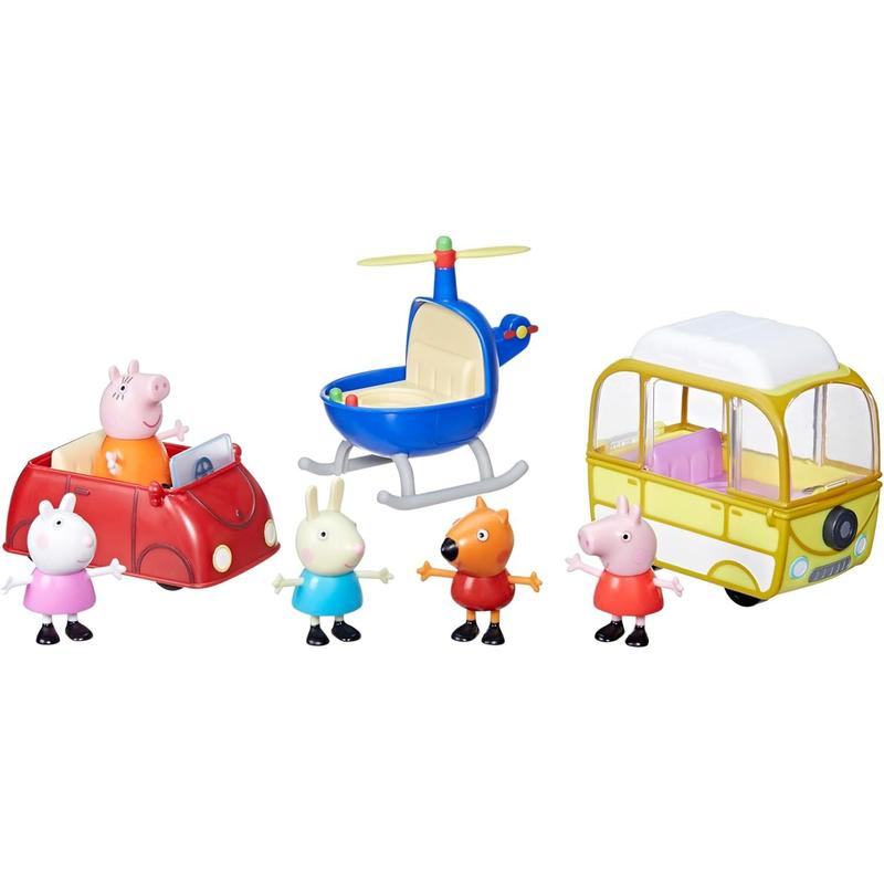 Peppa Pig Peppa's Little Vehicle Playset for Girls and Boys, Includes Helicopter, Camper, and Car, and 5 Figures Set, Preschool Toys, Ages 3+ ( Exclusive)