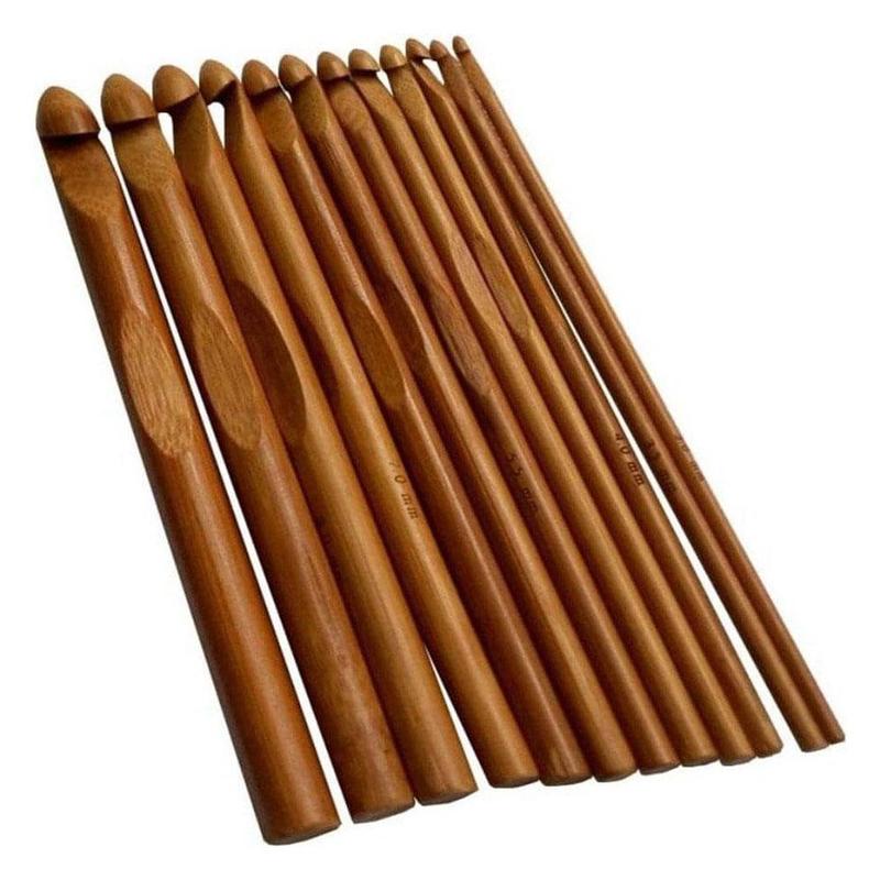 Bamboo Knitting Needles, 12pcs Household Crochet Hooks, Knitting Crafts Needle