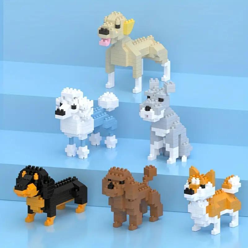 Cartoon Dog Design Building Blocks, 1 Set Mini Cute Animal Building Blocks, DIY Assembled Learning Building Blocks Toy, Home Decoration Ornament, Party Favor