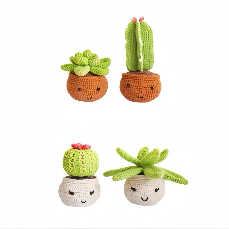 Cactus Crochet Kit for Beginners, 1 Set Crochet Starter Kit with Crochet Hooks, Crochet Accessories, DIY Crochet Supplies for Home Decor