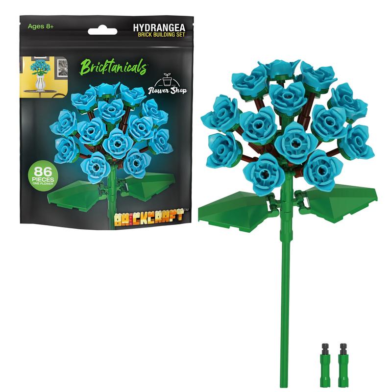 Bricktanicals Hydrangea Brick Building Set - Create a Personalized Brick Bouquet - 86 piecs