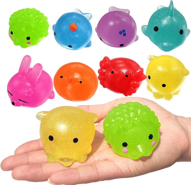 8-Pack Jumbo Glitter Animals Squishy Toys for Stress Relief