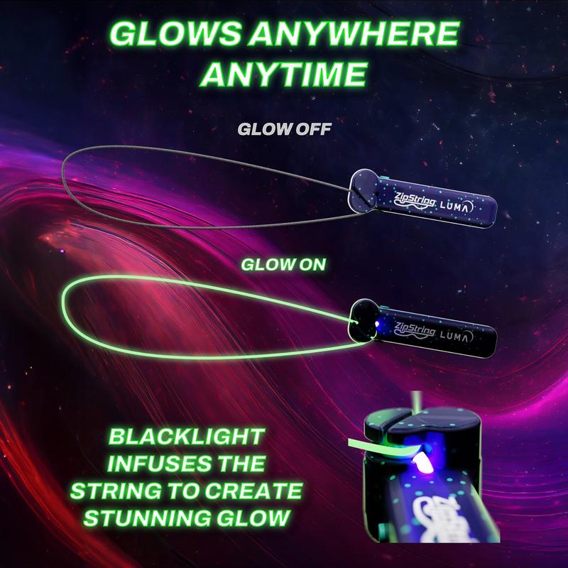 ZipString® Luma The Patented Glow-in-The-Dark Toy That Flies a Loop of String, Creates Endless Shapes and Tricks. Built-in LED for Glowing Fun. Perfect STEM Gift for Kids & Adults. Wonderment Awaits