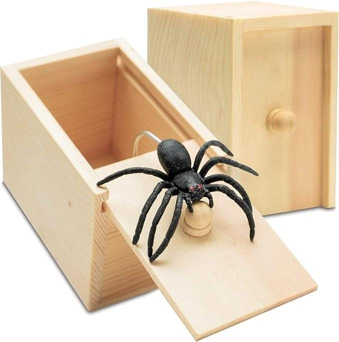 Spider Prank Big Box，Wooden Surprise Box，Spider Money Surprise in a Box,Handmade Fun Practical Surprise Joke Boxes,Prank Stuff