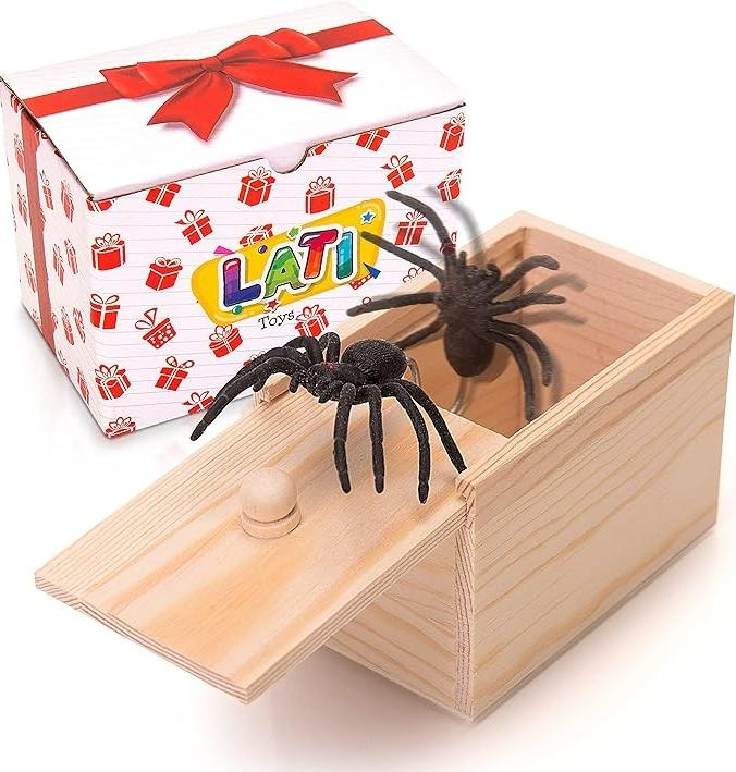 Spider Prank Big Box，Wooden Surprise Box，Spider Money Surprise in a Box,Handmade Fun Practical Surprise Joke Boxes,Prank Stuff