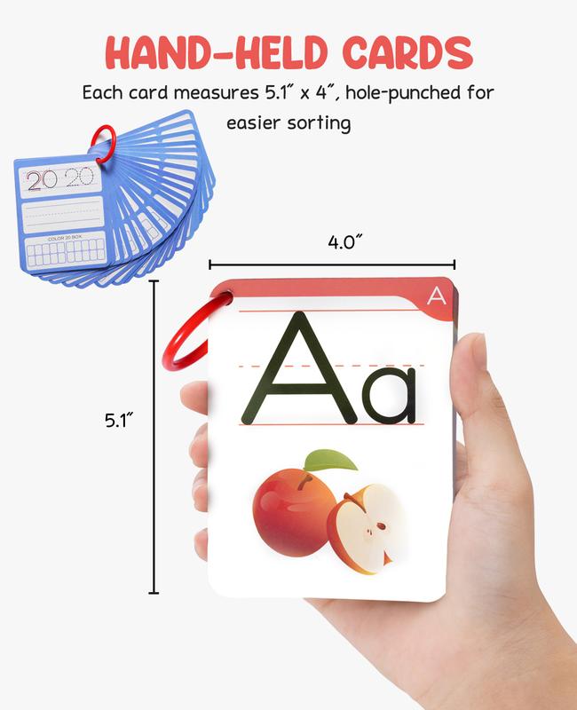 Dry Erase Alphabet and Number Flash Cards, Write and Wipe Laminated ABC Letter Tracing Practice Card for Learning