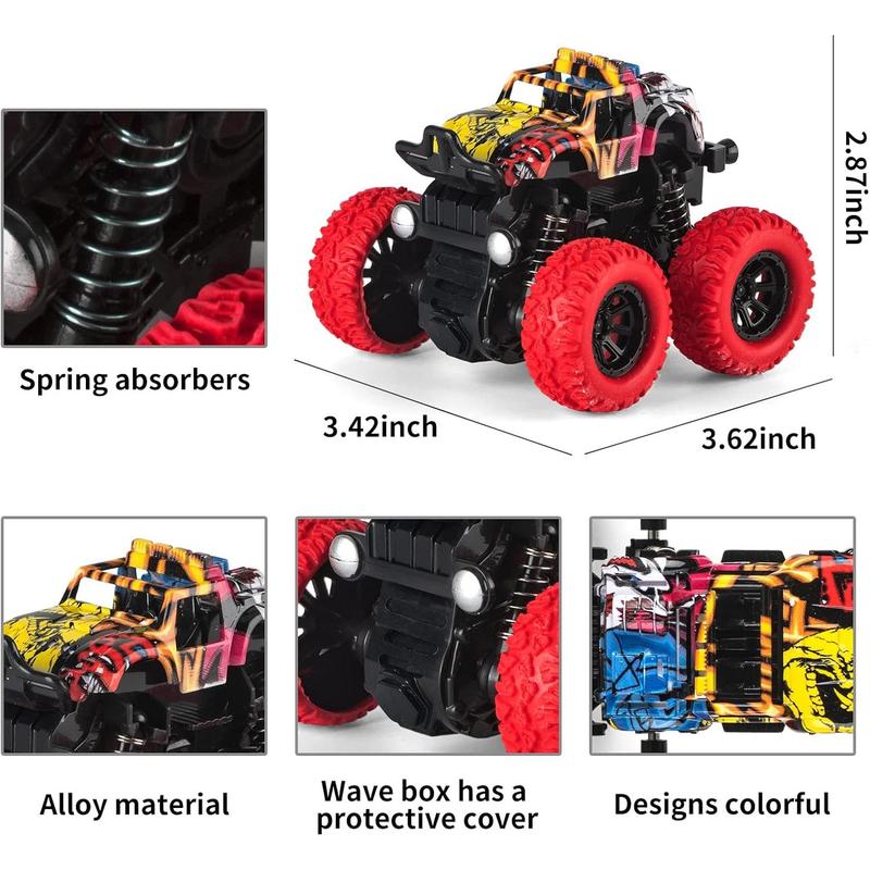 8 Pack Monster Truck Toys for Boys Girls 3 4 5 6 7 8Year Old,Inertia Car 4 Wheels Drive Durable Friction Powered Push and Go Toys Truck Playset,Christmas Birthday Gifts Party Supplies for Kids