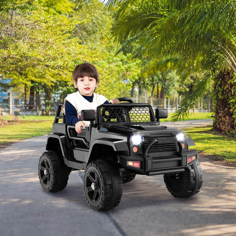 Costzon Ride on Car, 12V Battery Powered Truck Vehicle with Remote Control, Spring Suspension, Headlights, Music, Horn, MP3, USB & Aux Port