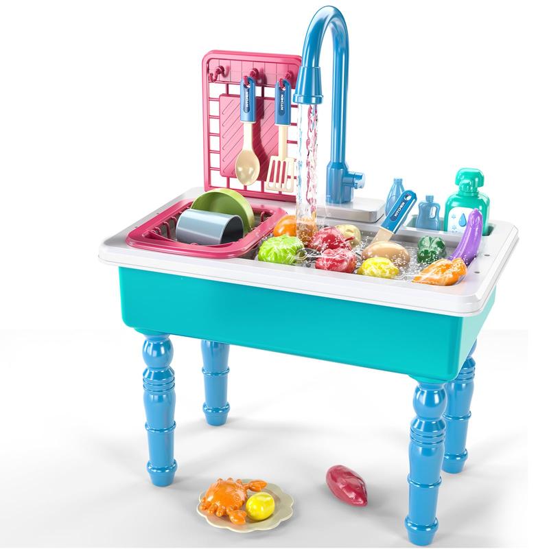 Play Kitchen Sink Toys , Electric Dishwasher Playing Toy with Running Water, Play Food & Tableware Accessories, Kitchen Set Toys, Role Play Sink Set for