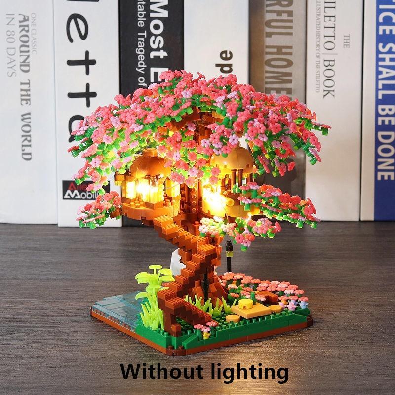 Cherry Blossom Tree House Building Blocks, 2138pcs set Creative Micro-particle Assembled Model Toy, Birthday Gift Options