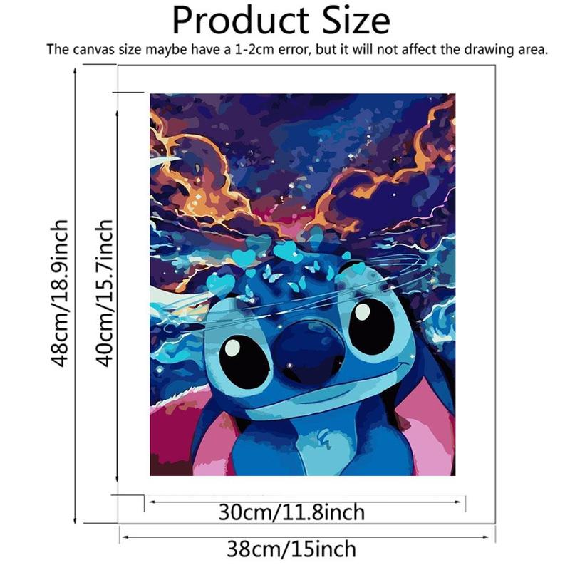 Cartoon Stitch Pattern DIY Painting By Numbers Kit Without Frame, 1 Set DIY Paint By Numbers Kit, Wall Art Decoration for Home Living Room Bedroom