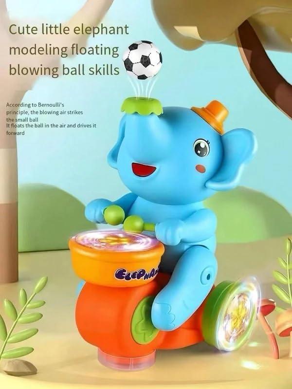 Musical Walking Elephant Drummer Toy, Kids Elephant Ride-On Toy, Musical Calf Elephant Lighting Up Singing Plush Toy, Electric Car with LED Lights & Sounds, Gifts for Children