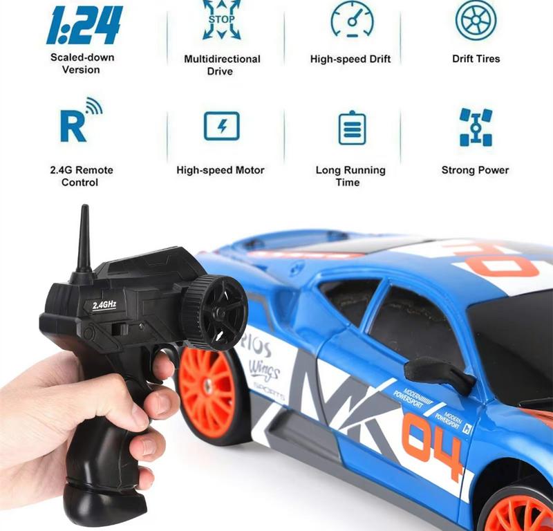 Drift Car Mini RC Drift Car for Adults 1:24 Remote Control High Speed Race Drifting Cars 2.4GHz 4WD Racing Hobby Toy Car with Headlight for Boys and Girls