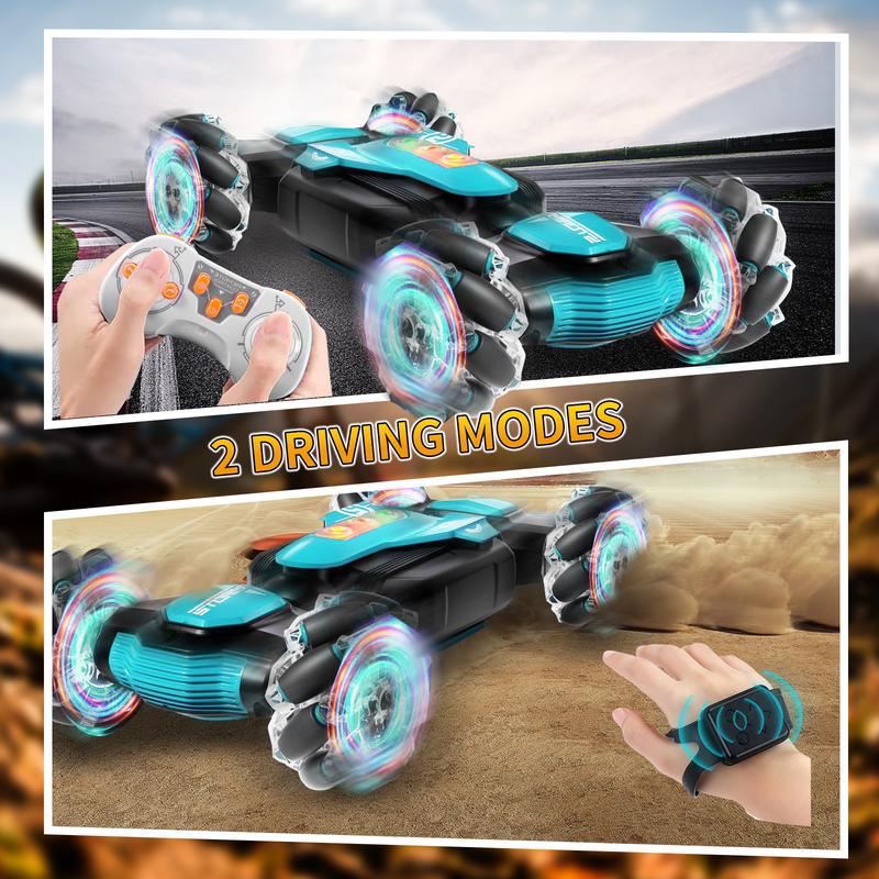 Remote Control Car, Hand Gesture Sensing RC Stunt Car with Light & Music, 2.4GHz 4WD Gesture Sensing RC Stunt Car Toys, 360° Rotating All Terrains Monster Truck for Boys Kids