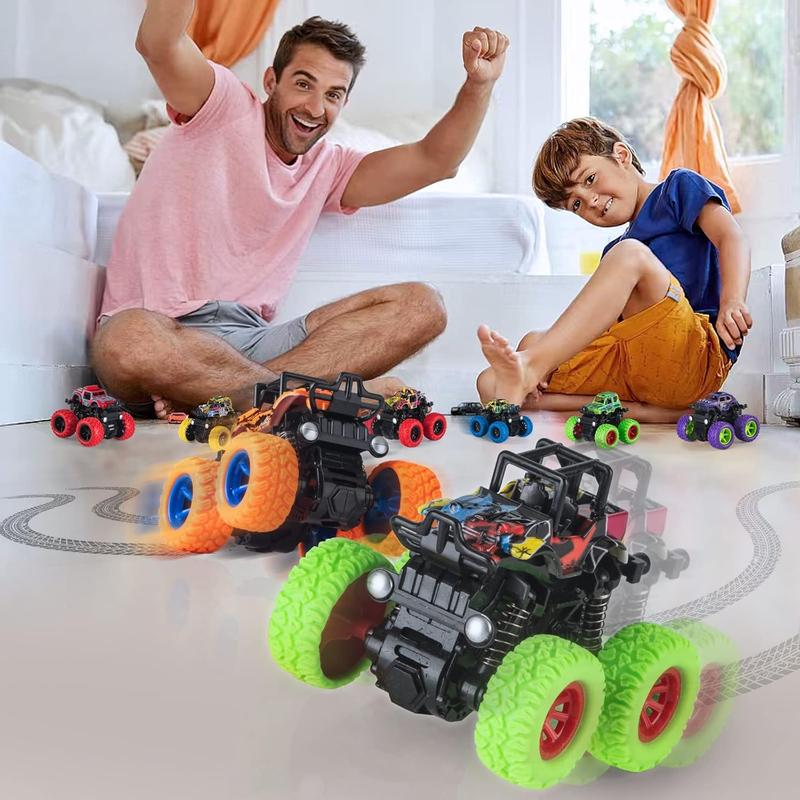 8 Pack Monster Truck Toys for Boys Girls 3 4 5 6 7 8Year Old,Inertia Car 4 Wheels Drive Durable Friction Powered Push and Go Toys Truck Playset,Christmas Birthday Gifts Party Supplies for Kids