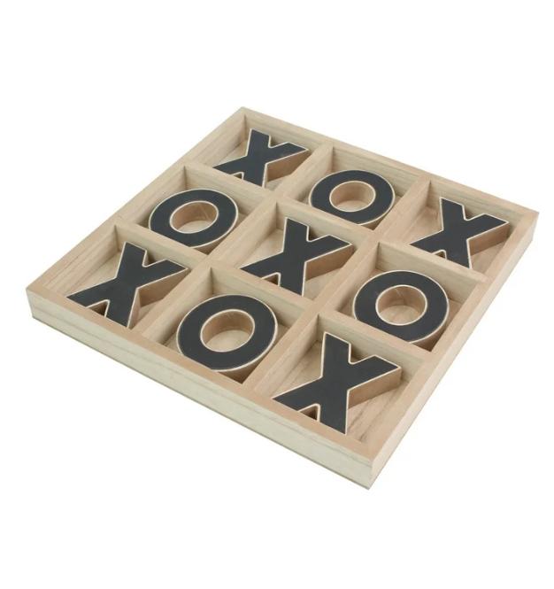 Decorative Wood Tic-Tac-Toe Set, Brown