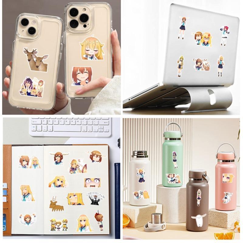 Cute Cartoon Sticker, 50pcs set DIY Decorative Phone Sticker, Scrapbooking & Journal Making Material Self Adhesive Paper