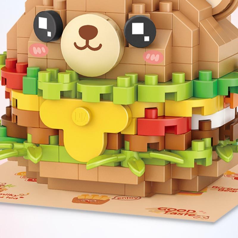 Bear Burger Design Building Block, Children's DIY Crafting Project, Creative And Cute Home Decoration