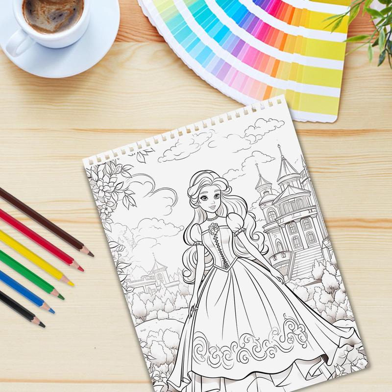 Princess Theme Coloring Painting, Princess' Fairy Tale World, Beautiful Patterns, Fun and Simple, Perfect Gift for New Year, and Other Holiday Parties