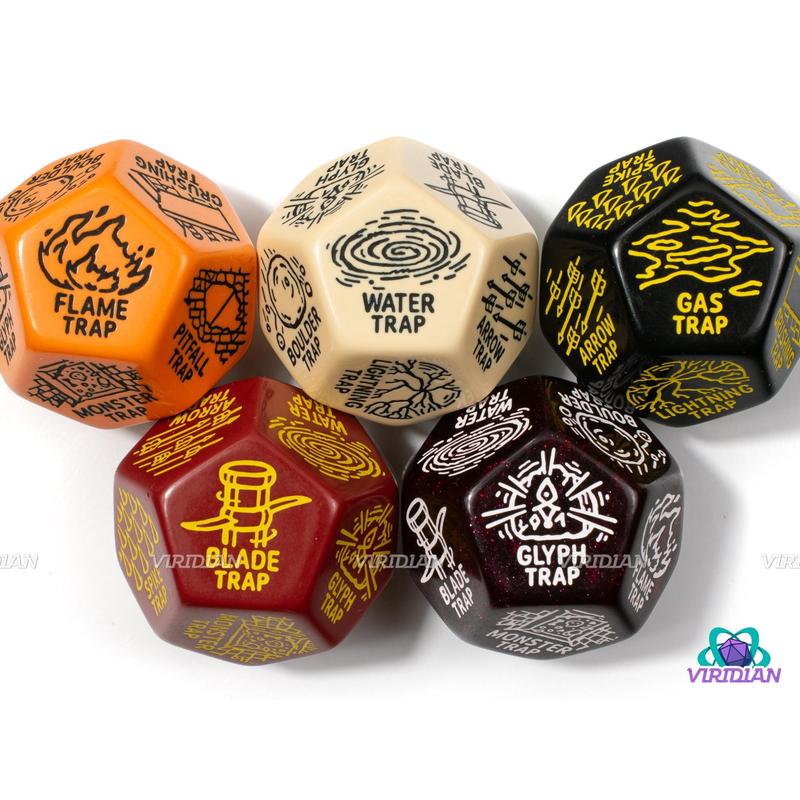 Trap Generator Die | Random Hazard and Danger Creation Dice, Giant 30mm | Acrylic Giant D12 (1)