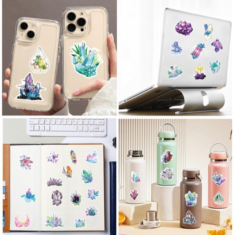 Boho Style Crystal Pattern Sticker, Waterproof Cartoon Sticker, Decoration Sticker For DIY Phone Case, Computer, Guitar, Bag, Water Cup, Scrapbook