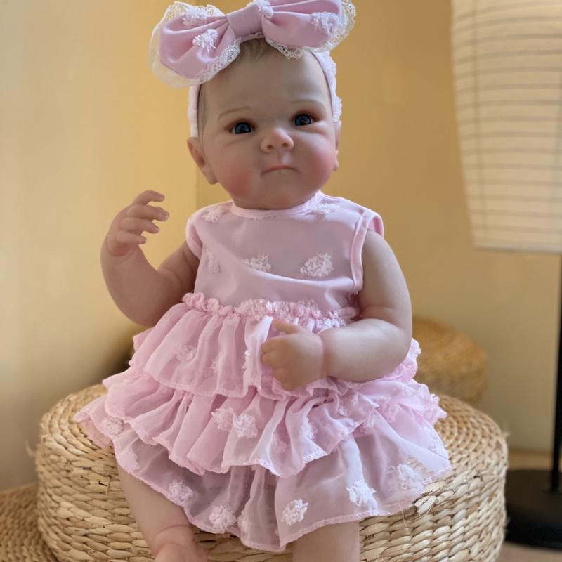 48CM All Vinyl Girl Bettie Bebe Reborn Dolls Handmade Painted Full Body Soft Vinyl Reborn Doll Girl With Adorable Outfits For Family's Gifts Collection Series