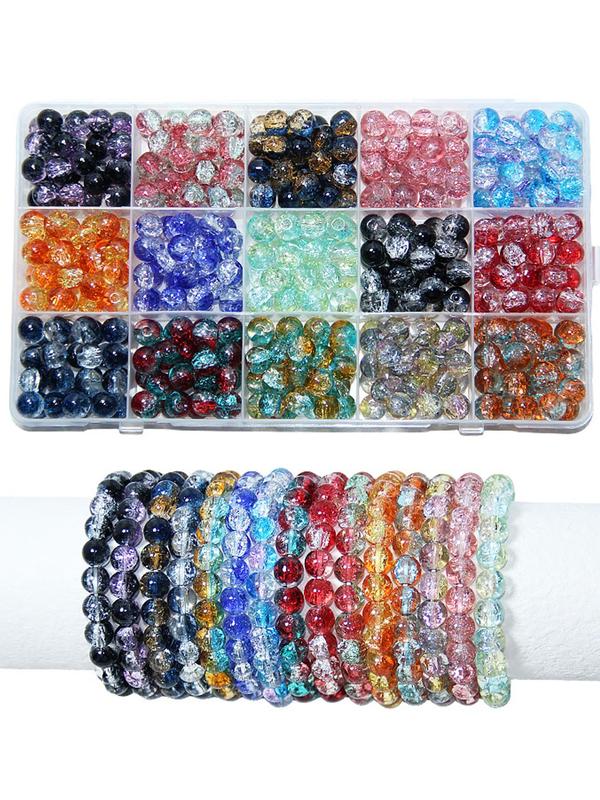 8mm Round Glass Beads, Colorblock Beads for Bracelet Making, Jewelry Making Kit, School Supplies, Arts and Crafts for Kids