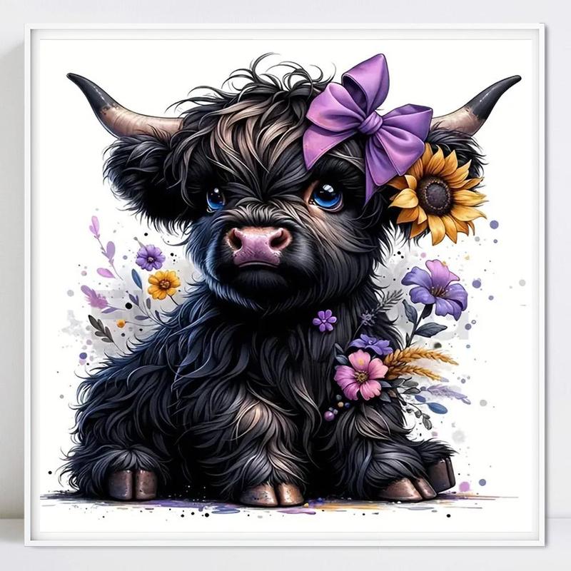 Cow Pattern DIY Diamond Arts Colorful Painting Kit without Frame, DIY 5D Diamond Arts Colorful Painting Kit, Wall Art Decor for Home Living Room Bedroom