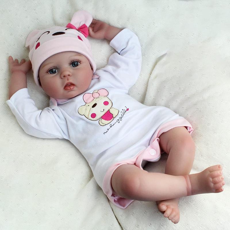 24inch 60cm Reborn Dolls Girl Doll, 1 Count Handmade Soft Vinyl Silicone Realistic Newborn Doll, Stocking Fillers Gift, Christmas Gift