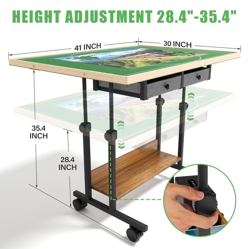 Adjustable 1500 Piece Jigsaw Puzzle Table with 6 Drawers & Cover, 5-Tilting Angles, 35