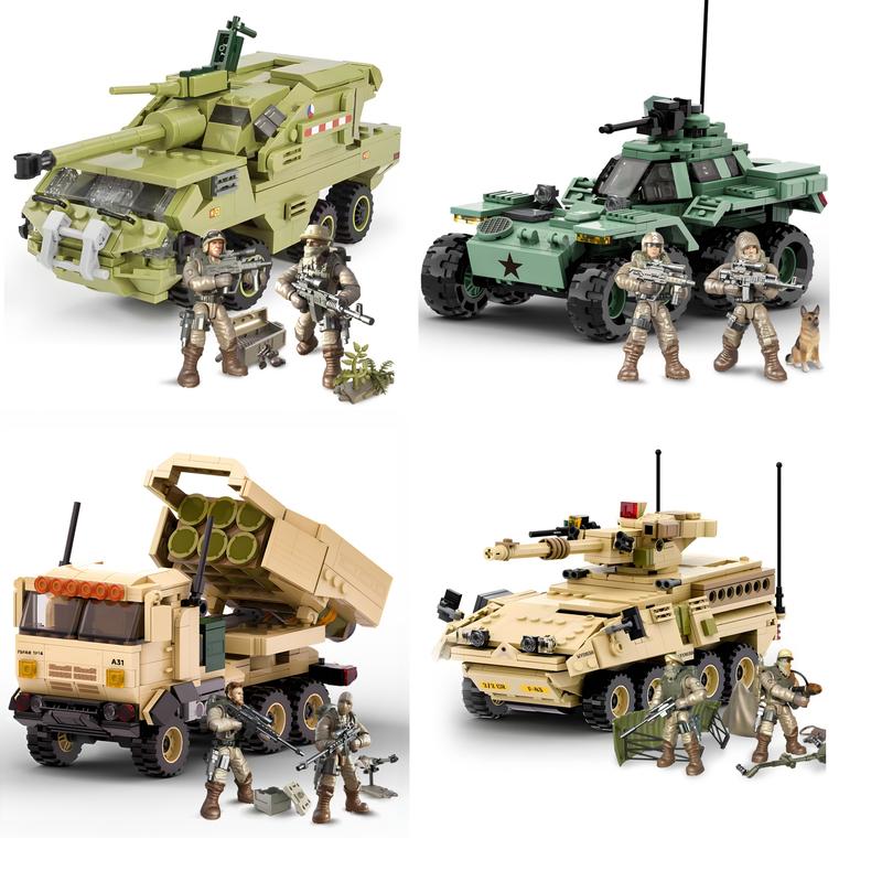 HI-REEKE Military Vehicles Building Block Set, XM808 Army Car Toy for Teen-458pcs