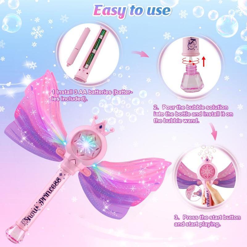 Christmas Bubble Wands for Kids Girls - LED Light & Music Bubble Machine, Outdoor Party Birthday Toys for Toddlers, Gift for Girls