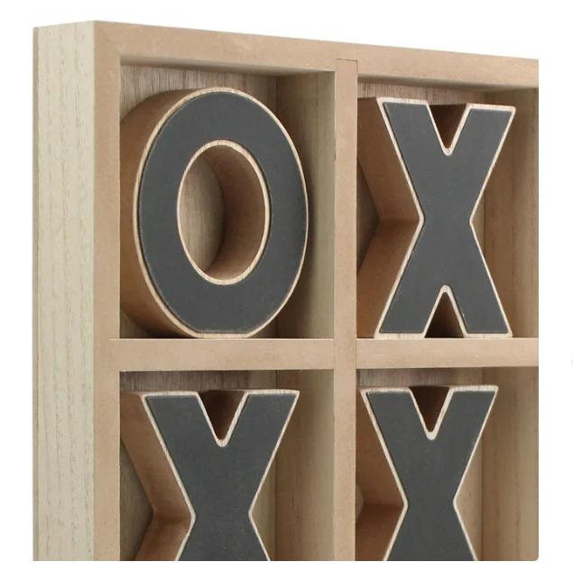 Decorative Wood Tic-Tac-Toe Set, Brown