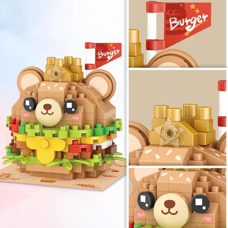 Bear Burger Design Building Block, Children's DIY Crafting Project, Creative And Cute Home Decoration