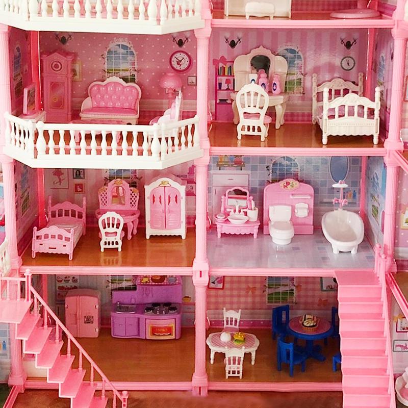 75 Pcs Dollhouse Furniture Set Accessories,Small Dollhouse Miniature Pretend Play Family Toys Gift,Toddler Boy Girl Kid 3Y+ Mini Bedroom Livingroom Bathroom Kitchen Infant Room Kit