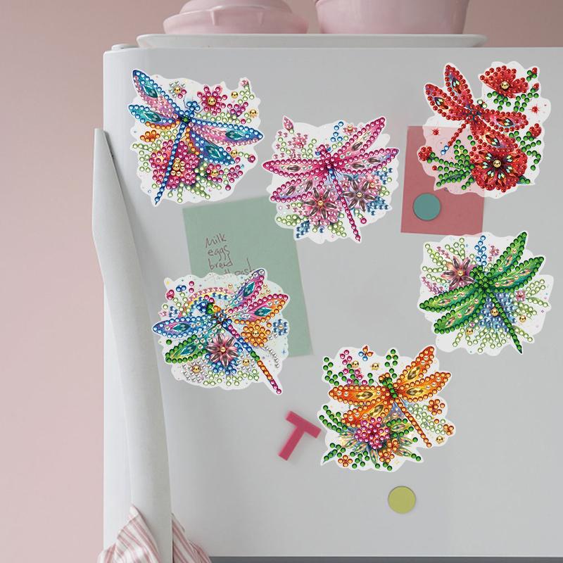 6 Pcs Fridge Magnetic Diamond Painting Stickers DIY Crafts Kits (Flower Butterfly Moon Dragonfly) 1216492 1238012