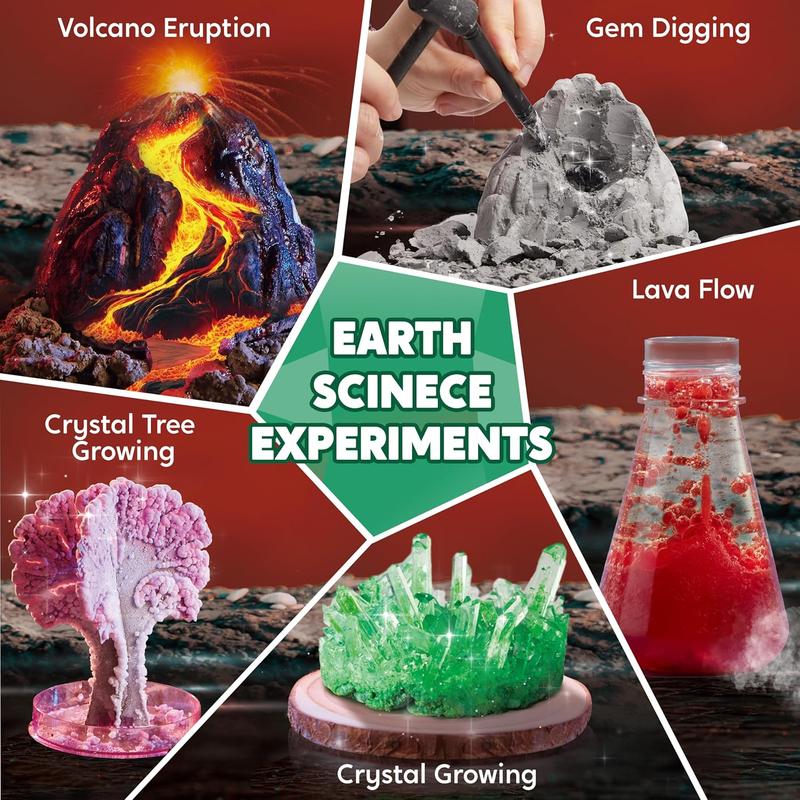 Amazing Science Kits- 85+ Experiments Educational Toys, STEM Activities with Erupting Volcano and Growing Crystal Tree for Kids Aged 6 7 8+