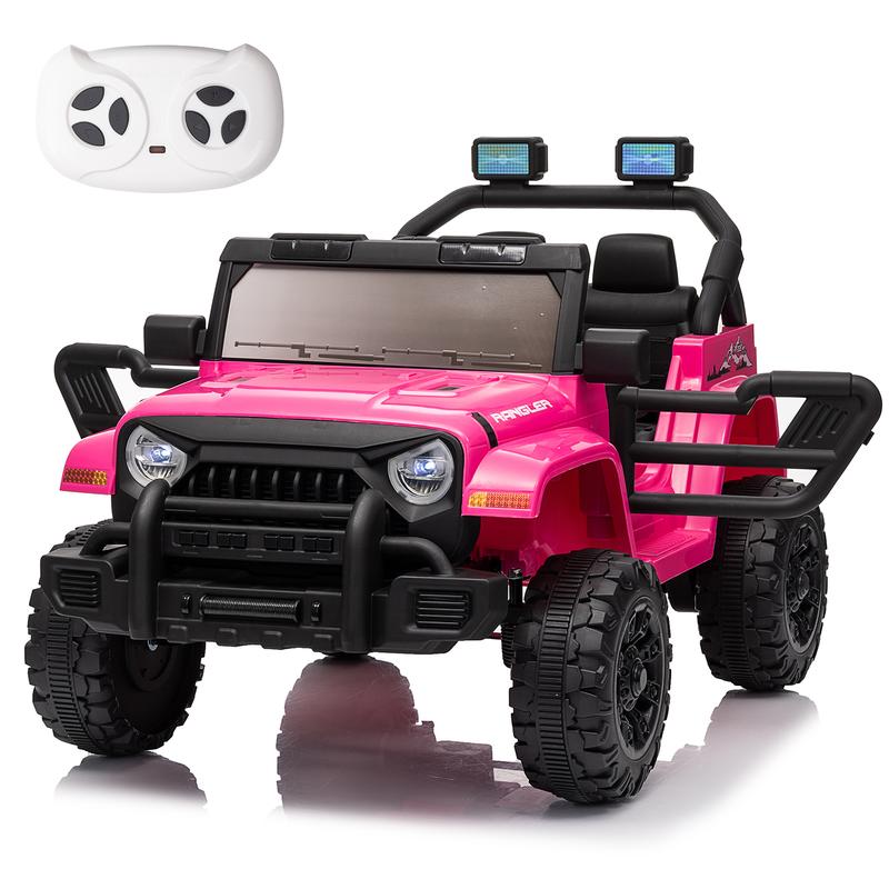 POSTACK 12 Volt Ride on Car with Parental Remote, Battery Powered Electric Car for Toddlers, Ride on Toy for Kids to Drive, Power 4 Wheel UTV for Boys Girls 1 Seater with Music, Bluetooth, Pink