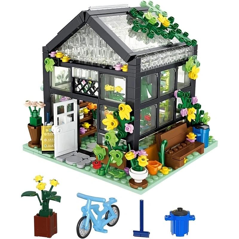 (579Pieces)Flower House Building Set,Christmas Building Blocks Toy,Greenhouse Model Building Block Set Playset,Garden House Model,Flower Shop Building Kits,with Beautiful Christmas Gift Box Toys for Boys Girls and Building Lover