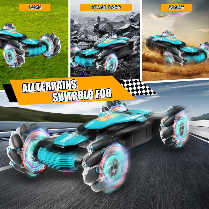 Remote Control Car, Hand Gesture Sensing RC Stunt Car with Light & Music, 2.4GHz 4WD Gesture Sensing RC Stunt Car Toys, 360° Rotating All Terrains Monster Truck for Boys Kids