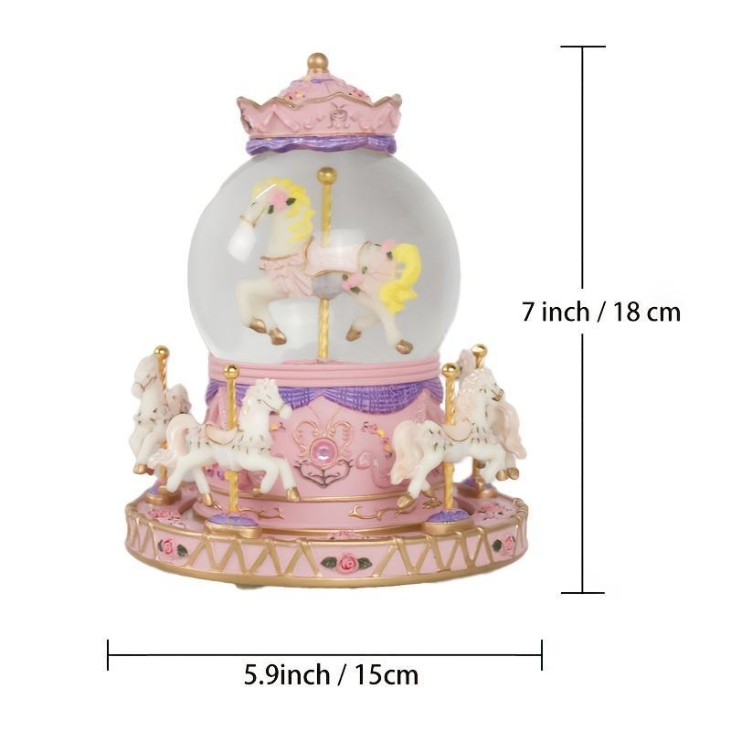 Cute Carousel Design Music Box with 3 LR44 Batteries, Battery Powered Music Box with Color Change LED Light, Home Ornaments, Room Decoration, Birthday Gift