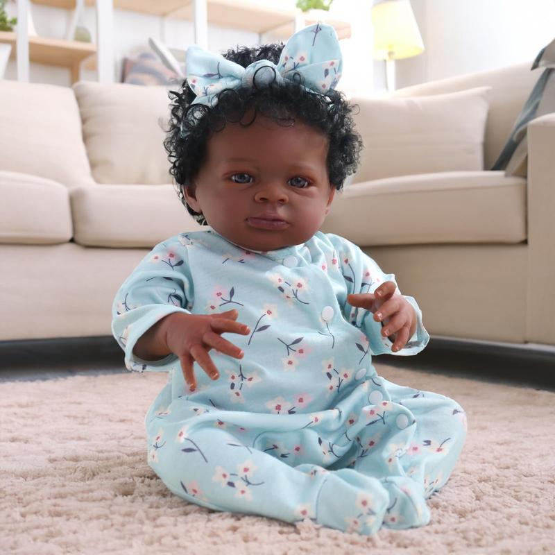 Wooroy Realistic Baby Doll - Birthday Gift, Kids Gift, Girl Gift, Big Sister Gift, Christmas Gift, Brown Skin, Lifelike Reborn Baby Dolls Black Girl- 20-Inch Realistic Newborn Real Life Baby Dolls with Clothes Gift for Kids Age 3+