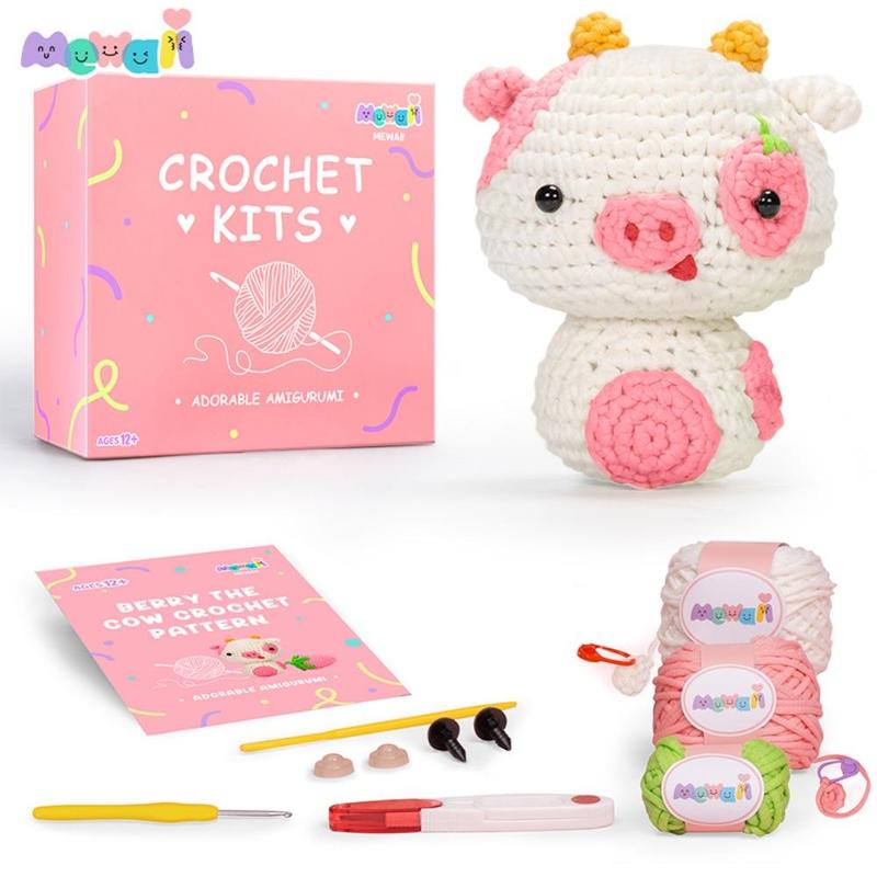 Mewaii DIY Crochet Kit for Beginners, 1 Set Complete DIY Kit Animals for Adults & Teens, DIY Handmade Knitting Supplies, Lovely Gift for Birthday [Package List As Picture Shown]